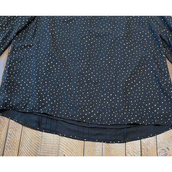 Ava Viv 1X Top Womens Plus Size Scoop Neck Blouse Back Gold Pullover Pleated - Picture 7 of 7